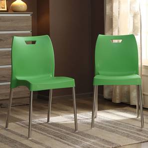 Balcony Chairs Design Plastic Outdoor Chair in Green Colour - Set of 2