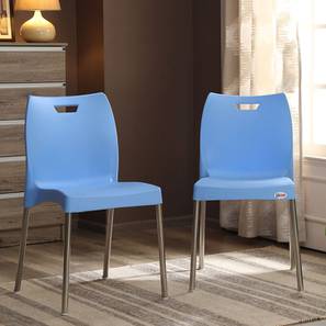 Balcony Chairs Design Plastic Outdoor Chair in Blue Colour - Set of 2