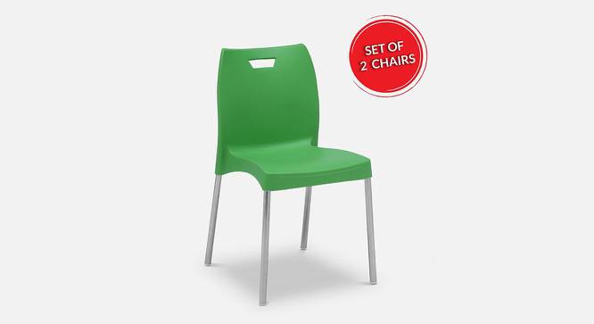 Cafeteria Plastic Cafe Chair (Set of 2) in White Colour (Green) by Urban Ladder - Front View Design 1 - 783017