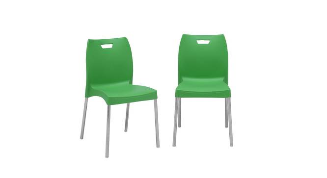 Cafeteria Plastic Cafe Chair (Set of 2) in White Colour (Green) by Urban Ladder - Design 1 Side View - 783034