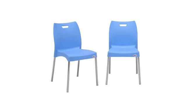 Cafeteria Plastic Cafe Chair (Set of 2) in White Colour (Blue) by Urban Ladder - Design 1 Side View - 783035