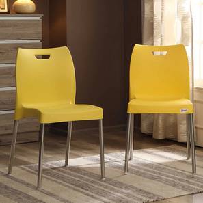 Balcony Chairs Design Plastic Outdoor Chair in Yellow Colour - Set of 2