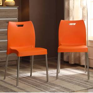 Balcony Chairs Design Plastic Outdoor Chair in Orange Colour - Set of 2