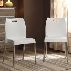 Balcony Chairs Design Plastic Outdoor Chair in White Colour - Set of 2