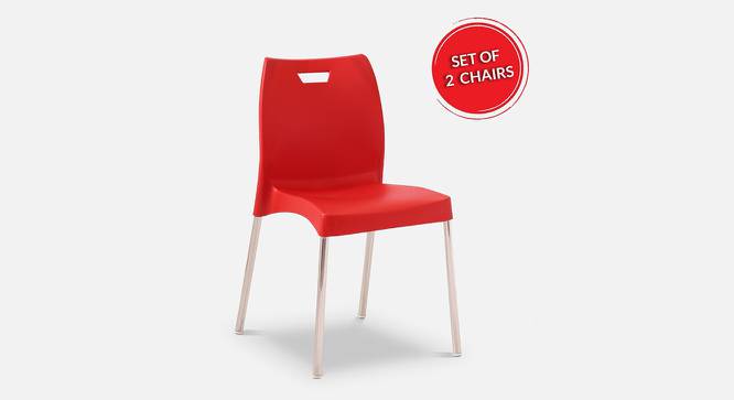 Cafeteria Plastic Cafe Chair (Set of 2) in White Colour (Red) by Urban Ladder - Front View Design 1 - 783107