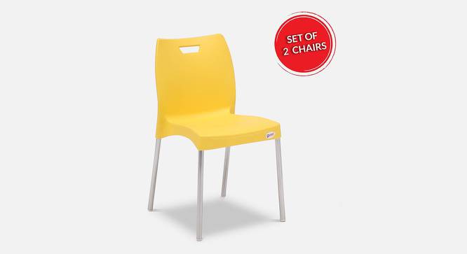 Cafeteria Plastic Cafe Chair (Set of 2) in White Colour (Yellow) by Urban Ladder - Front View Design 1 - 783108
