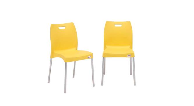 Cafeteria Plastic Cafe Chair (Set of 2) in White Colour (Yellow) by Urban Ladder - Design 1 Side View - 783128