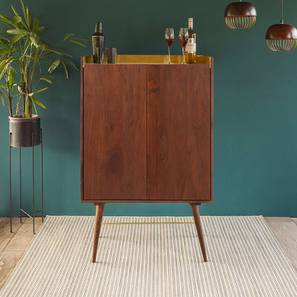 Orange Tree Design Scandi Acacia Wood Free Standing Bar Cabinet in Autumn Brown Finish