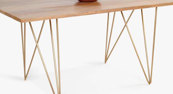 Art Deco Dining Table (Natural & Brass Finish) by Urban Ladder - Front View Design 1 - 783255