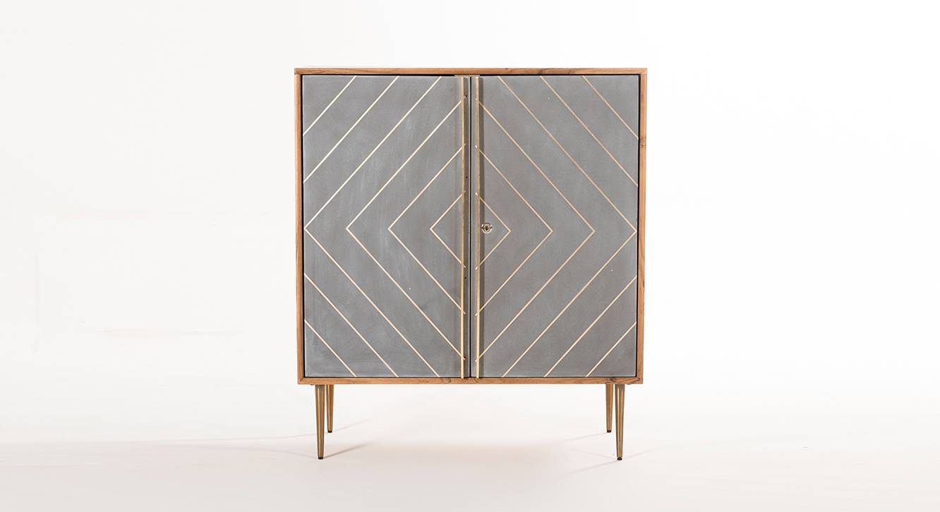 Toshi Acacia Wood Free Standing Bar in Natural Finish Urban Ladder