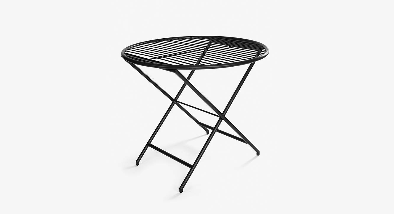 Patio Round Metal Outdoor Table in Off White Colour Urban Ladder