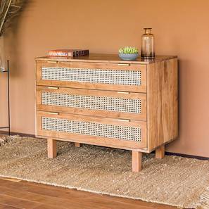 3 Drawers Design Kyoto Solid Wood Chest of 3 Drawers in Natural Finish