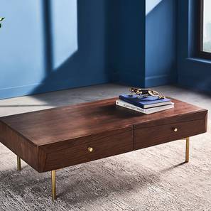 Closed Coffee Table Design Barcelona Rectangular Solid Wood Coffee Table in American Walnut Finish