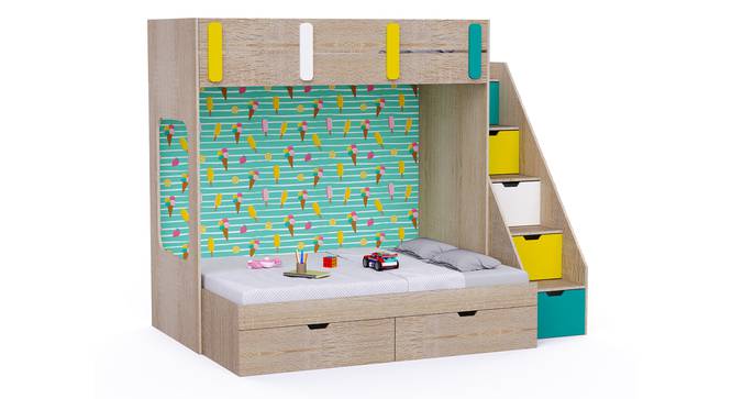 Pattern Dreams Bunk Bed with Storage in Oak Colour BKBB014 (Brown, Oak Finish) by Urban Ladder - Front View Design 1 - 785425