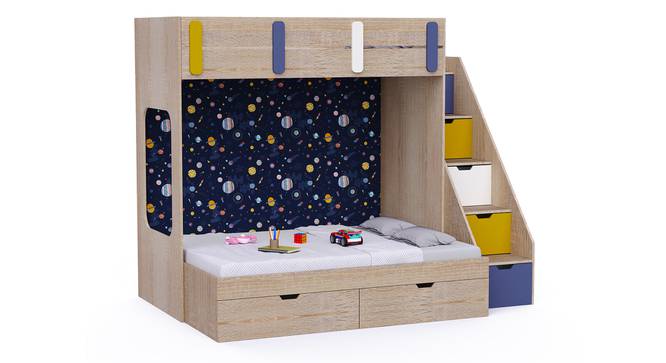 Pattern Dreams Bunk Bed with Storage in Oak Colour BKBB016 (Brown, Oak Finish) by Urban Ladder - Front View Design 1 - 785426