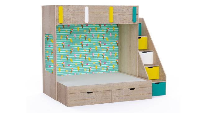 Pattern Dreams Bunk Bed with Storage in Oak Colour BKBB014 (Brown, Oak Finish) by Urban Ladder - Design 1 Side View - 785432