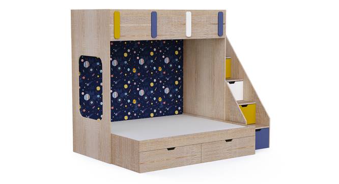 Pattern Dreams Bunk Bed with Storage in Oak Colour BKBB016 (Brown, Oak Finish) by Urban Ladder - Design 1 Side View - 785433
