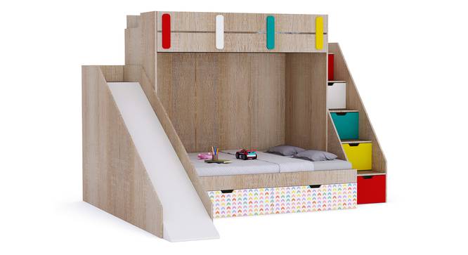 Sleep N’ Slide Bunk Bed with Slide and Storage in Oak Colour BKBB027 (Brown, Oak Finish) by Urban Ladder - Front View Design 1 - 785462