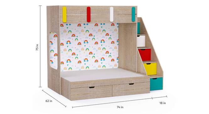 Pattern Dreams Bunk Bed with Storage in Oak Colour BKBB019 (Brown, Oak Finish) by Urban Ladder - Image 1 Design 1 - 785491