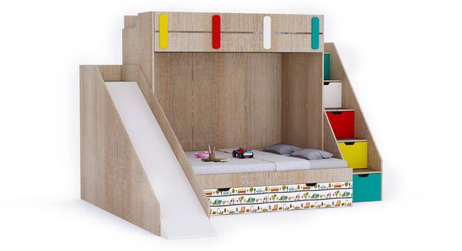 Sleep N’ Slide Bunk Bed with Slide and Storage in Oak Colour BKBB028 (Brown, Oak Finish) by Urban Ladder - Front View Design 1 - 785501