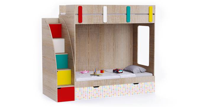 Pinwheels Bunk Bed with Storage in Oak Colour BKBB040 (Brown, Oak Finish) by Urban Ladder - Front View Design 1 - 785503