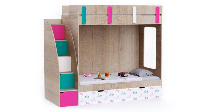 Pinwheels Bunk Bed with Storage in Oak Colour BKBB042 (Brown, Oak Finish) by Urban Ladder - Front View Design 1 - 785505