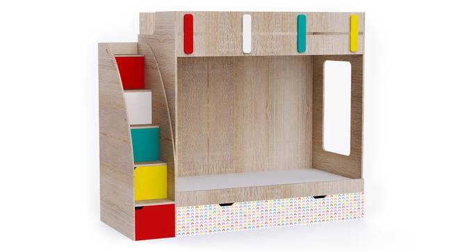 Pinwheels Bunk Bed with Storage in Oak Colour BKBB040 (Brown, Oak Finish) by Urban Ladder - Design 1 Side View - 785509