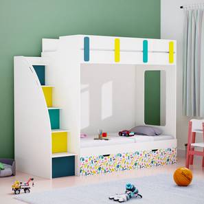 Pinwheels Engineered Wood Bunk Bed in White Colour