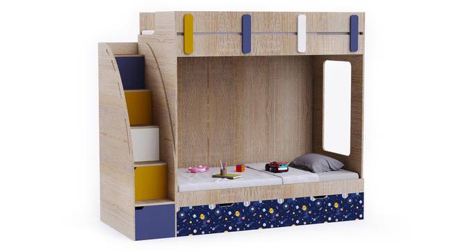 Pinwheels Bunk Bed with Storage in Oak Colour BKBB044 (Brown, Oak Finish) by Urban Ladder - Front View Design 1 - 785539