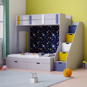 Pattern Dreams Engineered Wood Bunk Bed in Grey Colour-image-9