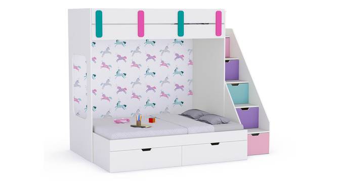 Pattern Dreams Bunk Bed with Storage in White Colour BKBB013 (White, White Finish) by Urban Ladder - Front View Design 1 - 785585