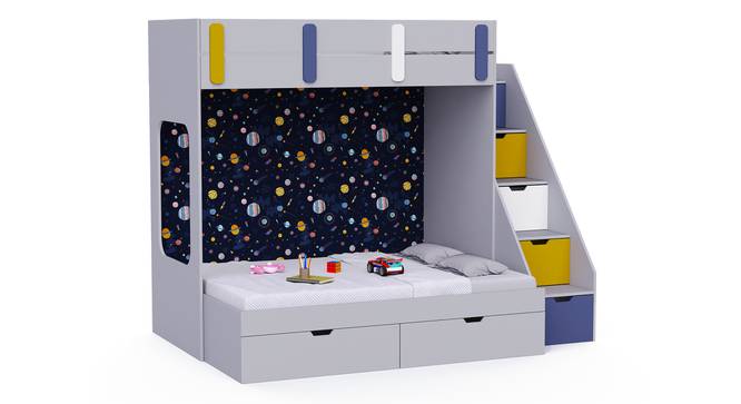 Pattern Dreams Bunk Bed with Storage in Grey Colour BKBB015 (Grey, Grey Finish) by Urban Ladder - Front View Design 1 - 785586