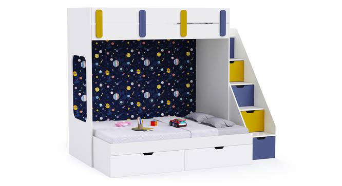 Pattern Dreams Bunk Bed with Storage in White Colour BKBB018 (White, White Finish) by Urban Ladder - Front View Design 1 - 785587