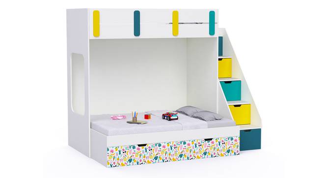 Pattern Dreams Bunk Bed with Storage in White Colour BKBB021 (White, White Finish) by Urban Ladder - Front View Design 1 - 785588