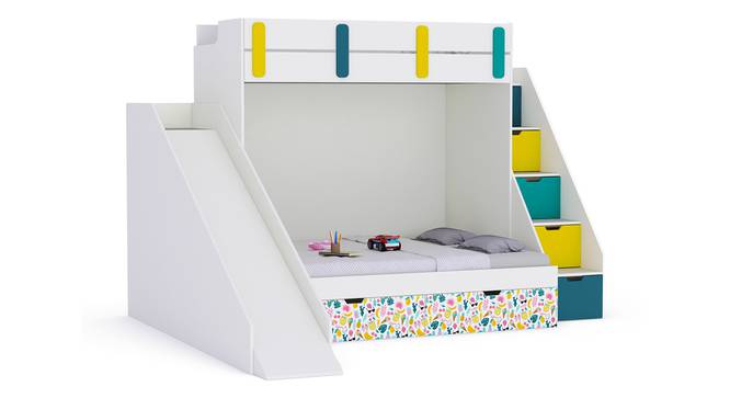 Sleep N’ Slide Bunk Bed with Slide and Storage in White Colour BKBB026 (White, White Finish) by Urban Ladder - Front View Design 1 - 785590