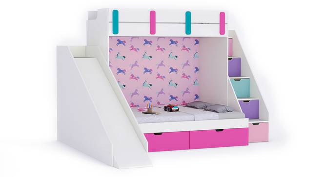 Sleep N’ Slide Bunk Bed with Slide and Storage in White Colour BKBB029 (White, White Finish) by Urban Ladder - Front View Design 1 - 785591