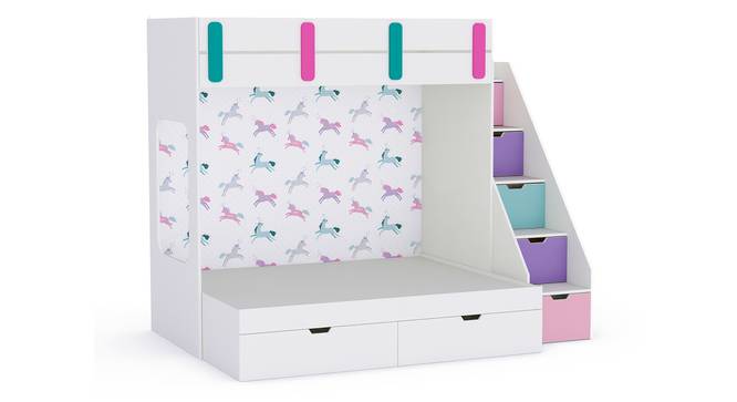 Pattern Dreams Bunk Bed with Storage in White Colour BKBB013 (White, White Finish) by Urban Ladder - Design 1 Side View - 785594