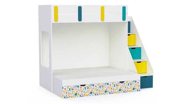 Pattern Dreams Bunk Bed with Storage in White Colour BKBB021 (White, White Finish) by Urban Ladder - Design 1 Side View - 785597