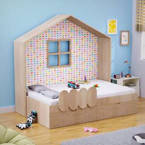 boingg! - a happy start Little Hut Engineered Wood Drawer storage Bed in Brown Colour-picture-13