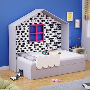 boingg! - a happy start Little Hut Engineered Wood Drawer storage Bed in Grey Colour-picture-30