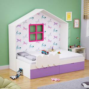 boingg! - a happy start Little Hut Engineered Wood Drawer storage Bed in White Colour-picture-13