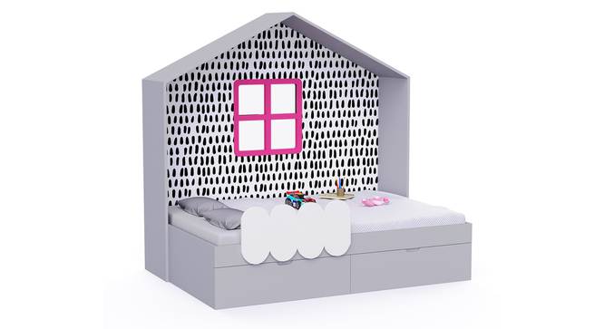 Little Hut Bed with Drawer Storage BKB007 (Grey, Grey Finish) by Urban Ladder - Front View Design 1 - 785655
