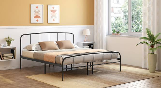 Pindora Bed (Colour : Black Powder Coated, Bed Size : king) (King Bed Size, Black Gloss Finish) by Urban Ladder - Front View - 