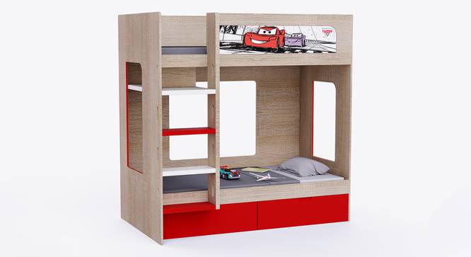 Cars Bunk Bed with Drawer Storage (Brown) by Urban Ladder - Front View Design 1 - 785968