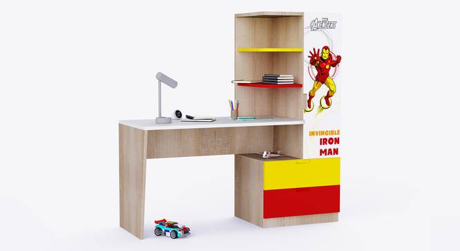 Mr Practical Iron Man Study Table with Cabinet and Drawers (Multicolor) by Urban Ladder - Front View Design 1 - 786016