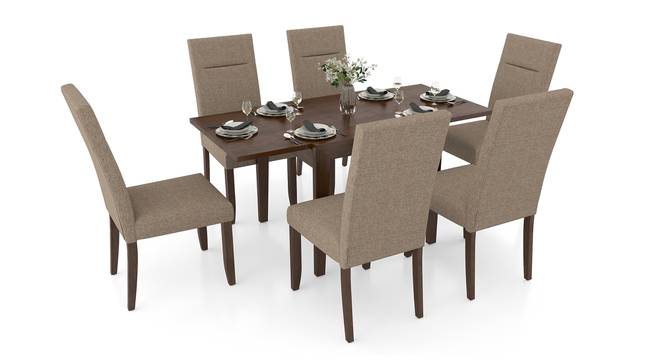Murphy 4-to-6 Extendable - Bennett 6 Seater Dining Table Set (Dark Walnut Finish) by Urban Ladder - Front View - 786199