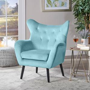 Wing Chair Design Daisy Lounge Chair in Sky Blue Fabric