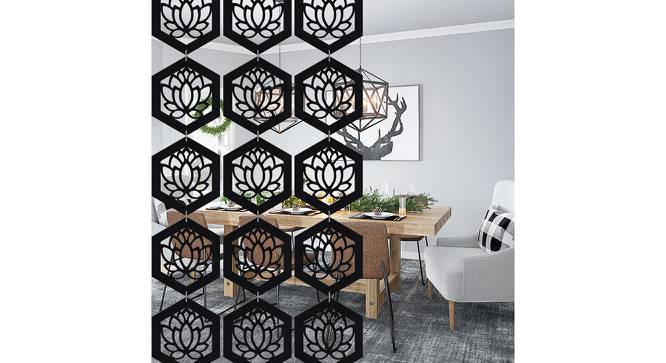 Black MDF wood Wall Hanging Room/ Screen Dividers Set of 12  -  RSD-1033 (Black) by Urban Ladder - Front View Design 1 - 790044
