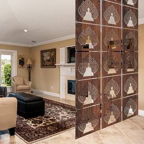 Room Divider Design Engineered Wood Room Divider in Walnut Colour