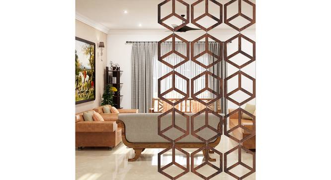 Laminated Walnut wood Wall Hanging Room/ Screen Dividers Set of 12  -  RSD-4041 (Walnut) by Urban Ladder - Front View Design 1 - 791294